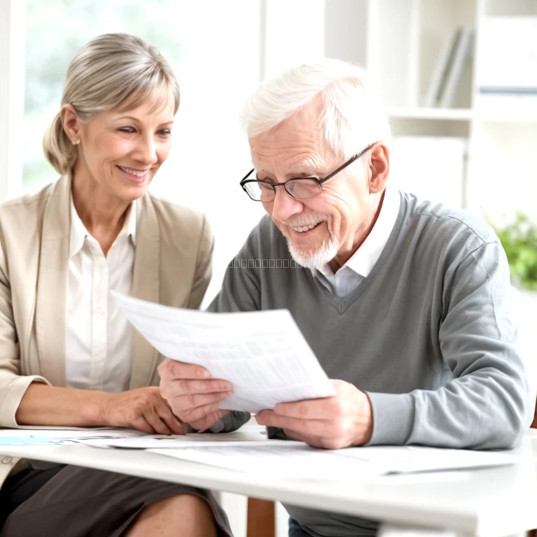 高齢者が保険の相談をしている様子