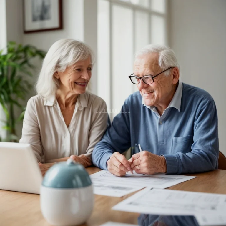 スタッフと相談する高齢者